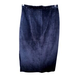 Vintage Black Suede Pencil Skirt Size 3 Eighties Glam Punk Rock Sexy Western Y2K